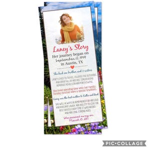 Wildflower Funeral Memorial Service Celebration of Life Program  | Obituary | In Remembrance of | The Story | Invitation | Loss of a loved o