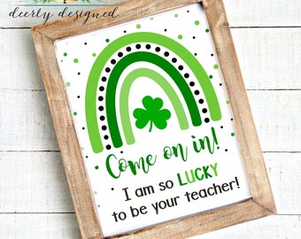 St, Patrick's Day Classroom Decor Sign - Bulletin board sign - Instant Printable - Shamrock - March Theme - March Classroom Teacher Print