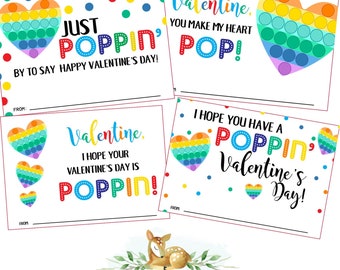 Pop it Valentine Card Printable - Pop it Valentine Printables - Pop it Tags- Poppin - Pop it fidget toy valentine card -  Instant Download