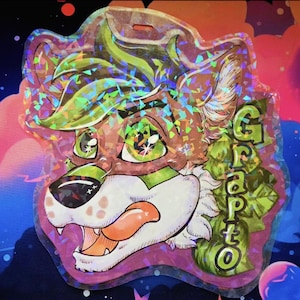 Large Holographic Furry Badge
