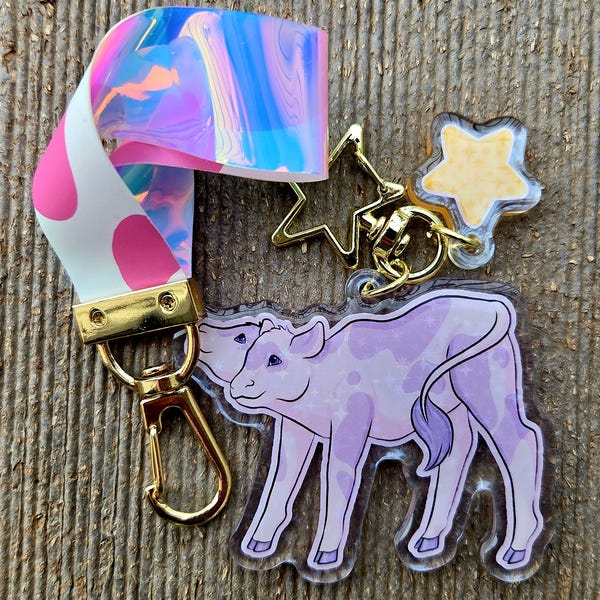 Pink Cow Lanyard/Keychain Set "Pastel Plains" Collection