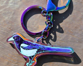 Holographic Magpie Keychain