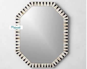 Handmade Bone Inlay Wooden Modern Pattern Mirror Frame Furniture