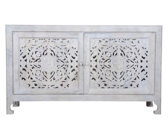 Handmade Solid Wood Vintage Reclaimed Wood Carved sideboard Antique Furniture