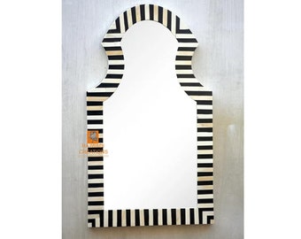 Handmade Bone Inlay Wooden Modern Pattern Mirror Frame Furniture