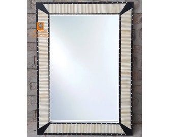 Handmade Bone Inlay Wooden Modern Pattern Mirror Frame Furniture