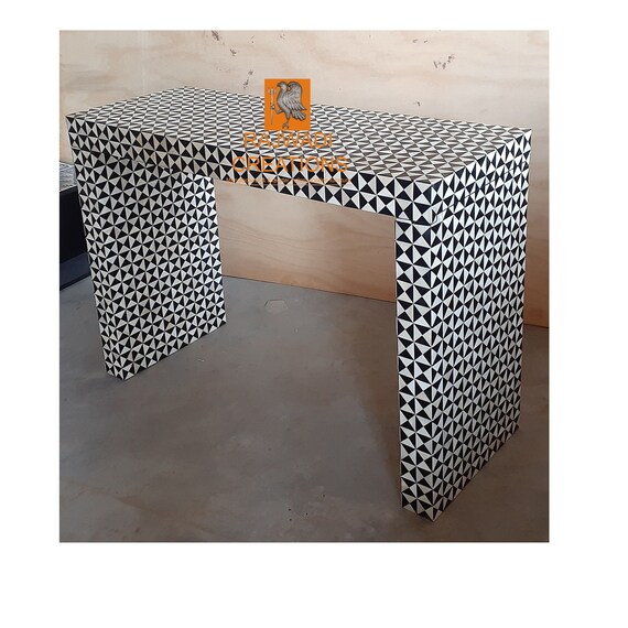 Intarsia black console sale table
