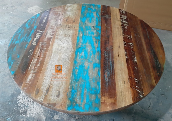 Mesa comedor redonda madera teca reciclada -Mesas Comedor