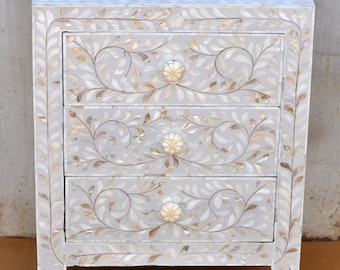 Handmade Mother Of Pearl Inlay Bedside/Sidetable/Nightstand  Perfect Gift For Your Valentine.