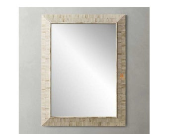 Handmade Bone Inlay Wooden Modern Pattern Mirror Frame Furniture