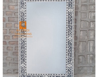 Handmade Bone Inlay Wooden Modern Pattern Mirror Frame Furniture