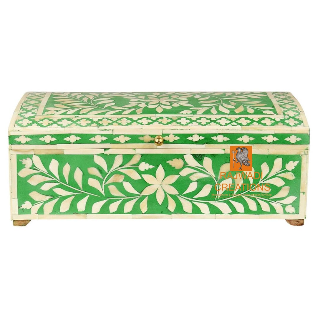 Handmade Bone Inlay Wooden Modern Floral Pattern Jewelry Box Etsy