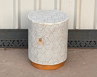 Handmade Bone Inlay Wooden Modern Pattern End table / Sidetable Furniture