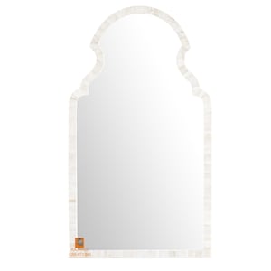 Handmade Bone Inlay Wooden Modern Arched Pattern Mirror Frame Furniture