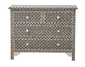 Handmade Bone Inlay Wooden Modern Floral Pattern Sideboard with 4 Drawer Furniture