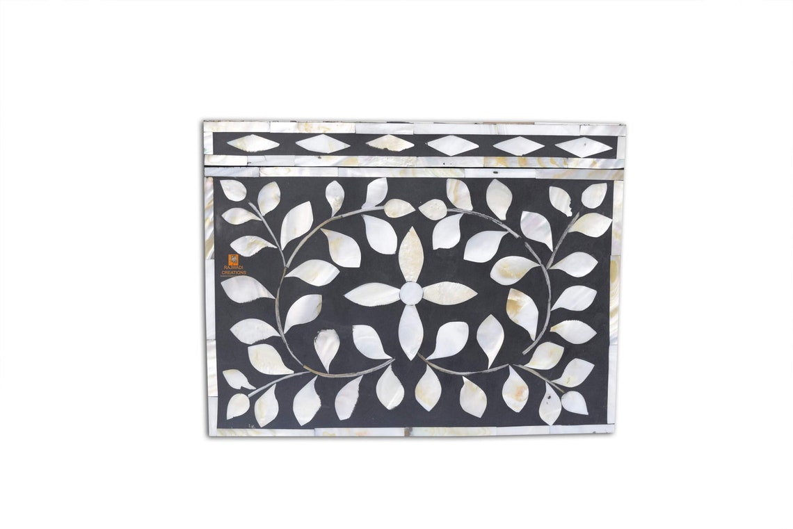 Handmade MOP Inlay Wooden Modern Floral Pattern Jewelry ...