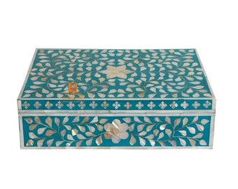 Handmade MOP Inlay Wooden Modern Floral Pattern Jewelry Box Furniture