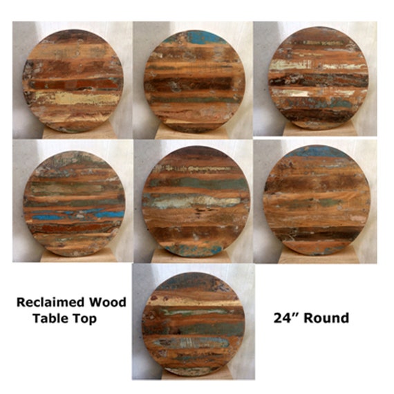 Round Rustic Solid Reclaimed Wood Handmade Table Top Etsy