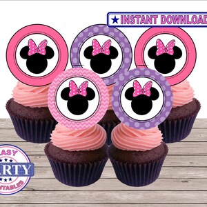 Minnie Mouse Instantanea Descargar Cupcake Toppers Facilmente Etsy