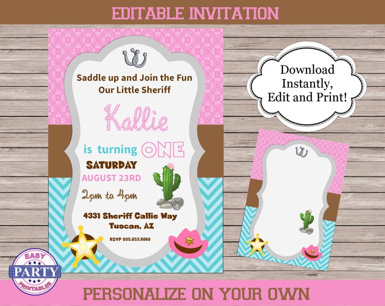 Sheriff Callie Invitations Coordinating Party Package Etsy