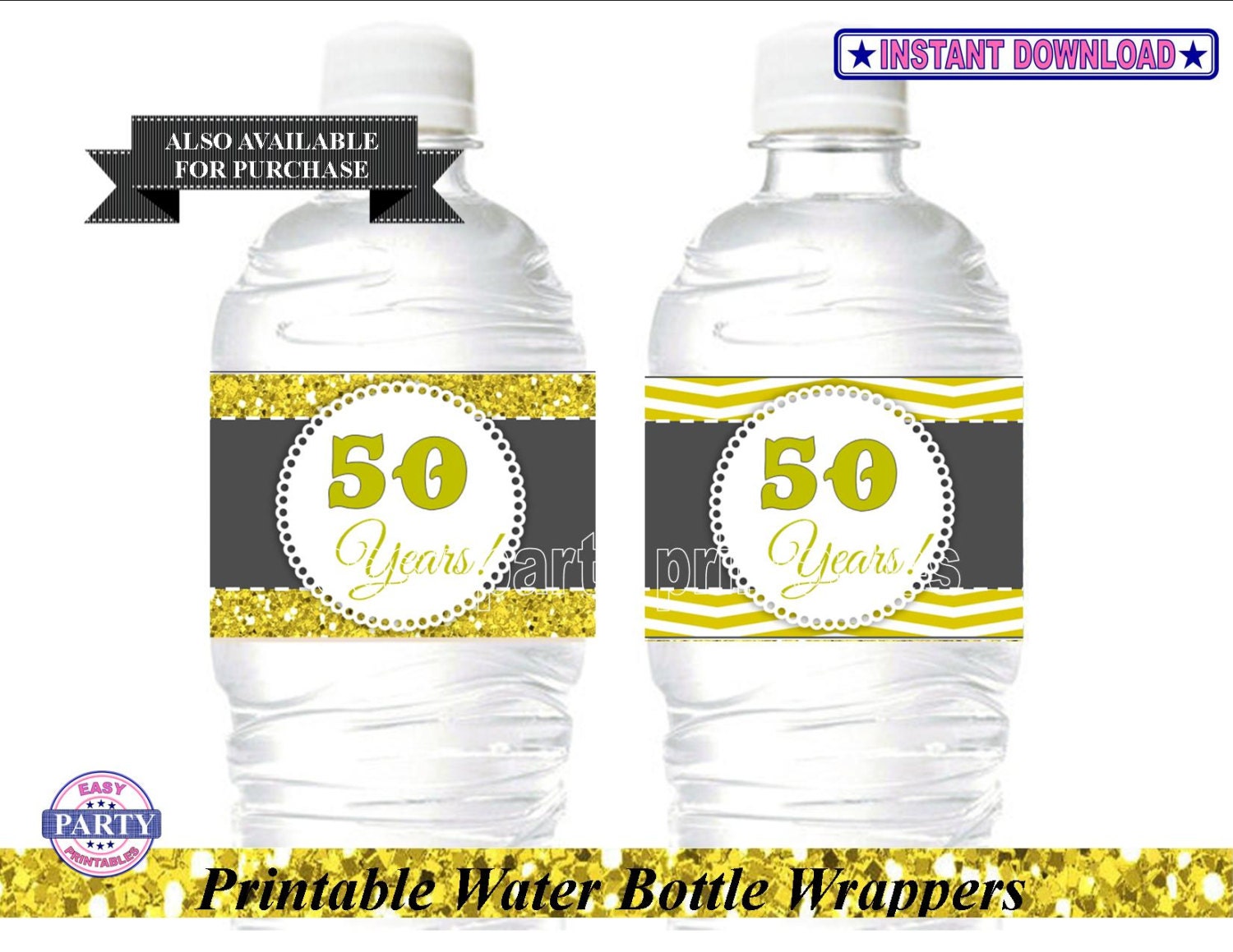 SALE 50th Anniversary Cupcake Toppers Gold and Gray Golden | Etsy