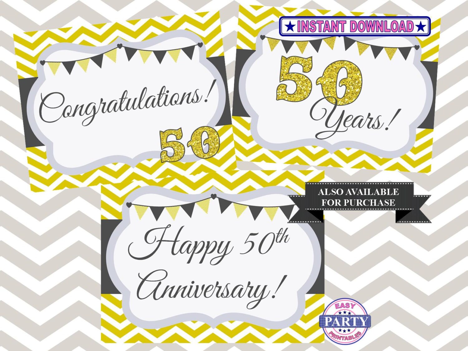 SALE 50th Anniversary Cupcake Toppers Gold and Gray Golden | Etsy