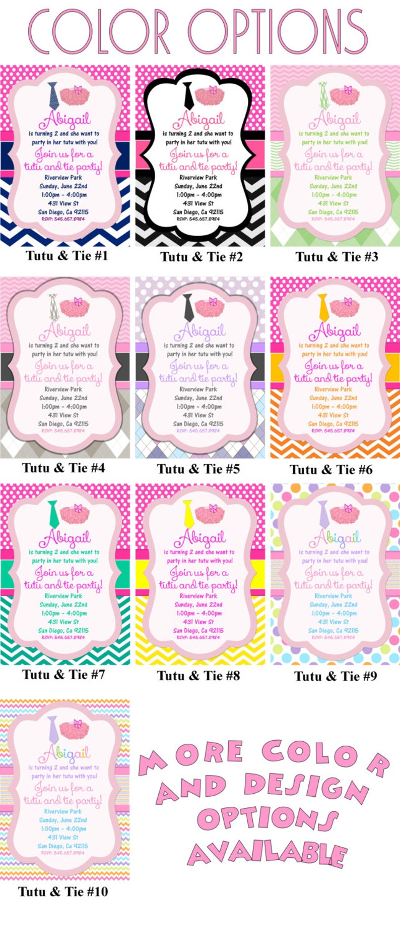 Tutu and Tie Party 10 Personalized Printable Invitation Etsy