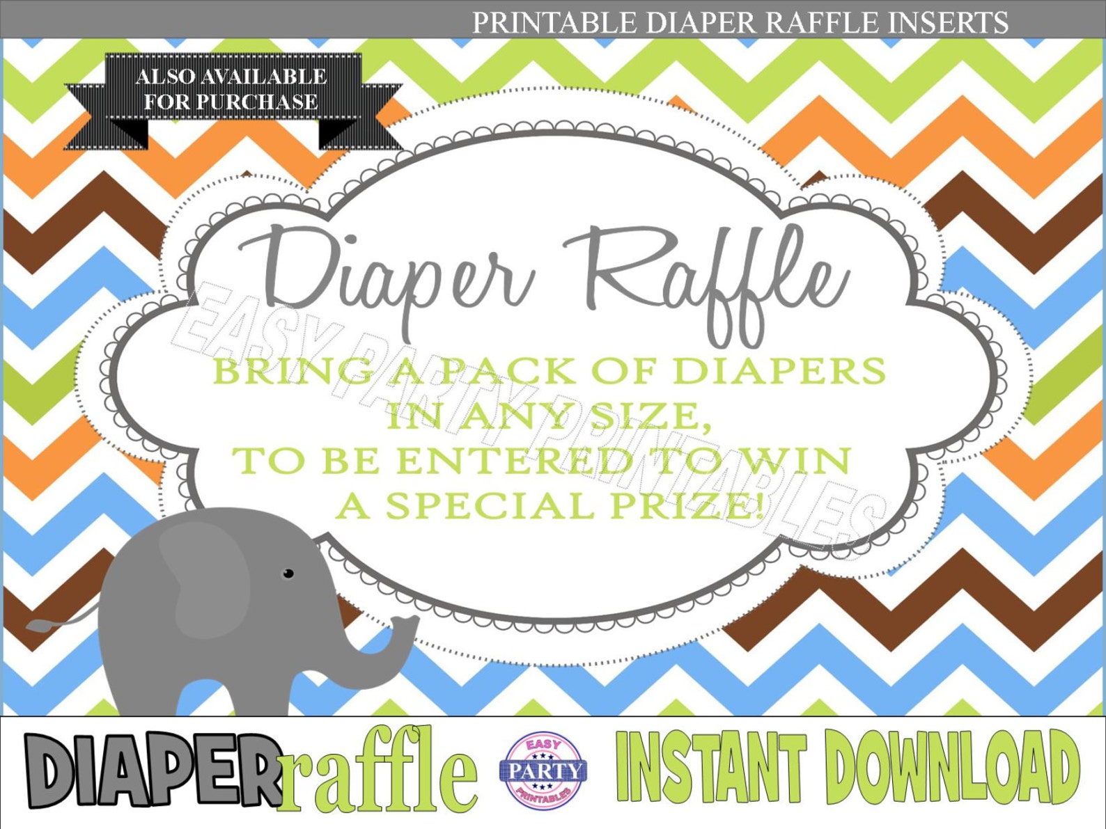 Baby Shower Game Printables Instant Download Diaper Raffle | Etsy