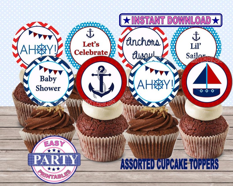 SALE Ahoy It's a Boy Cupcake Toppers Instant Download Etsy