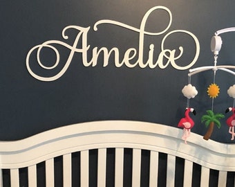 Custom Wood Name Sign Cutout | Custom Name | Baby Nursery Decor | Personalized Wood Name Sign | Wooden Name Children's Name sign Amelia