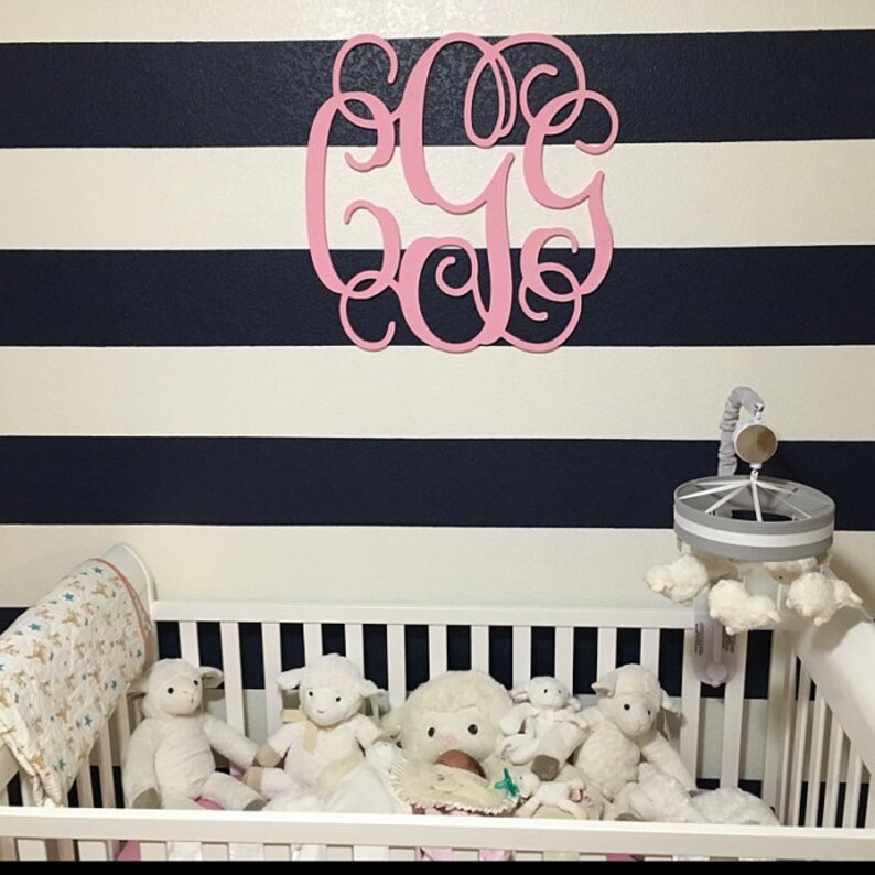 Wooden Monogram Initials Wall Hanging Nursery Decor Wood