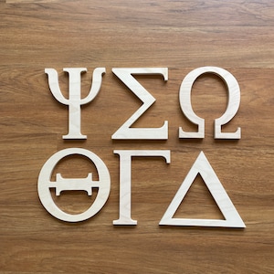 Wooden Greek Letters - Sorority and Fraternity Wall Décor - College Wall Art - DIY Craft - Wood Cut Out - Many Sizes Available - Dorm Décor