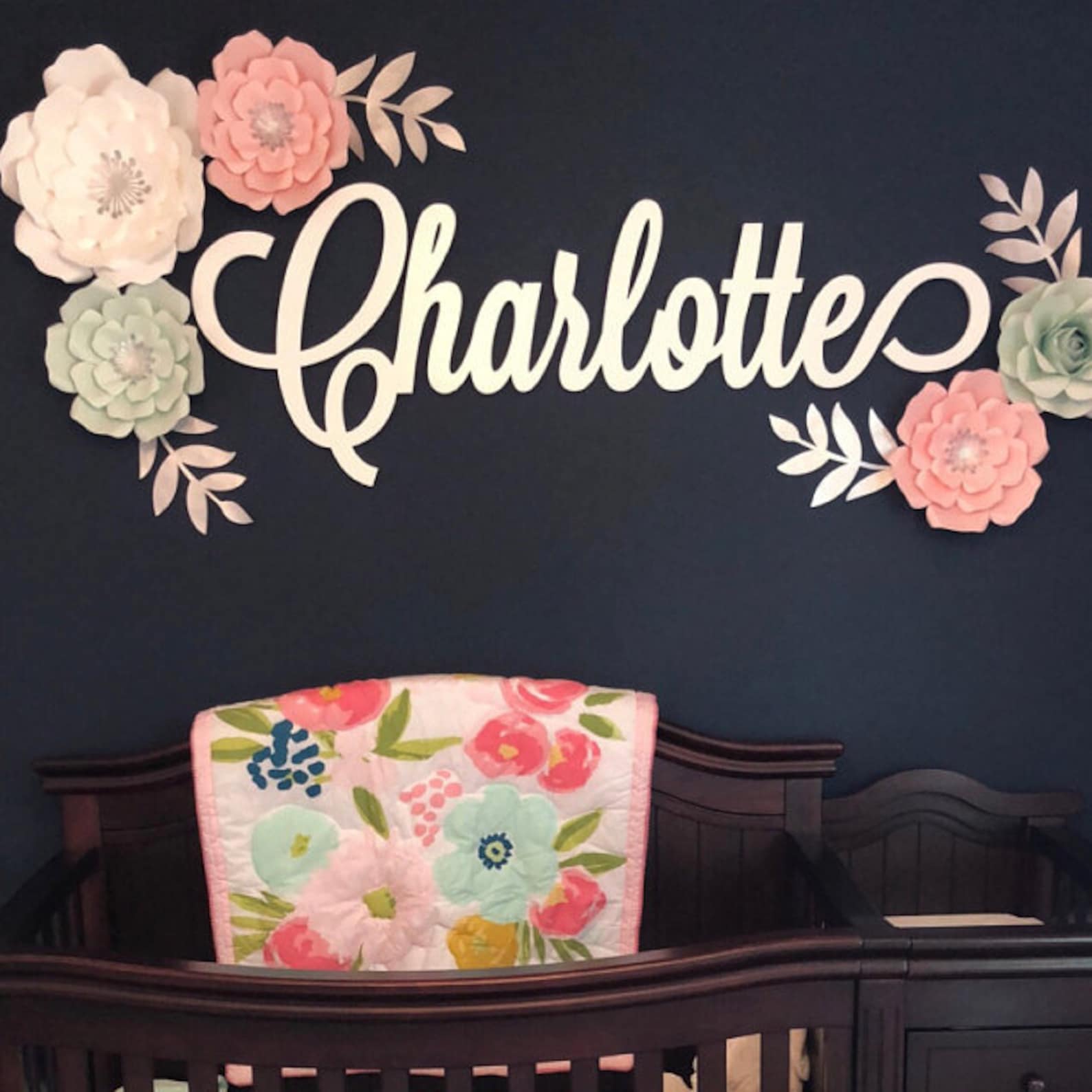 Wooden Nursery Name Sign Madelyn Custom Wood Personalized Calligraphy