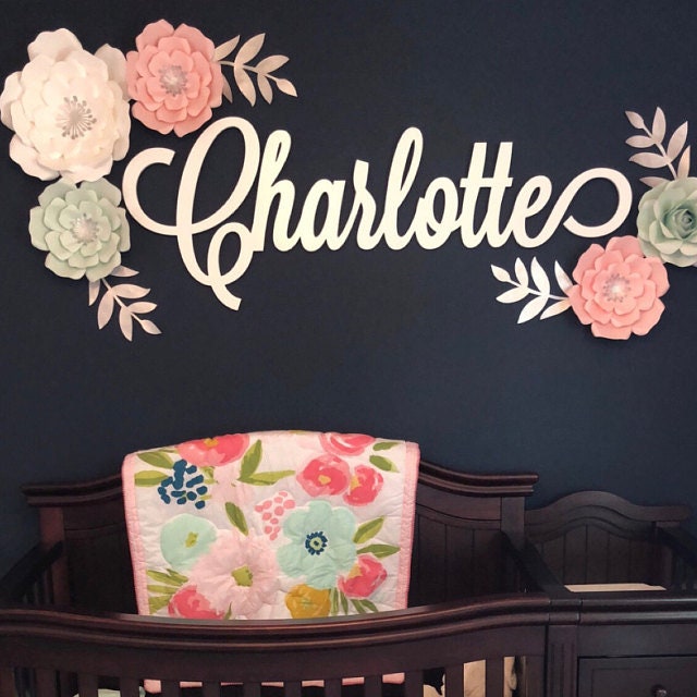 Wooden Nursery Name Sign Madelyn Custom Wood Personalized Calligraphy ...