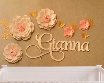 Baby wooden name sign 12" to 40" wide, nursery sign, over crib sign, nursery letters, family name sign, nursery decor, instant preview