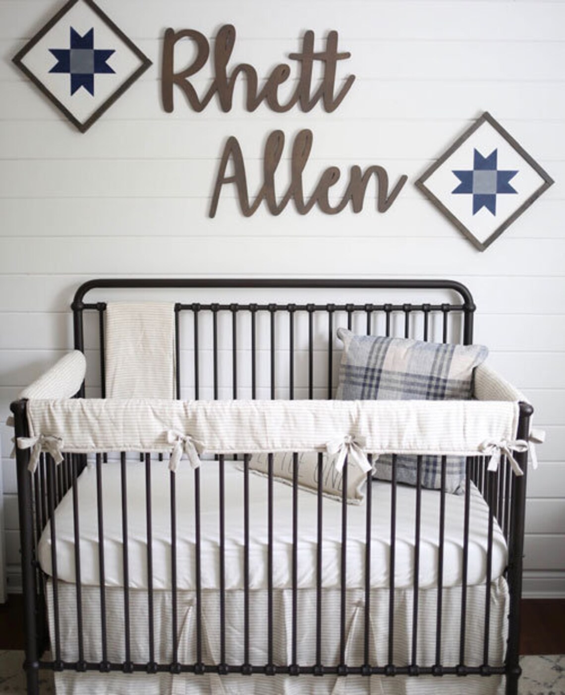Rhett Lettering Boy First and Middle Name Sign for Nursery Above Over Crib Decor Wall ...