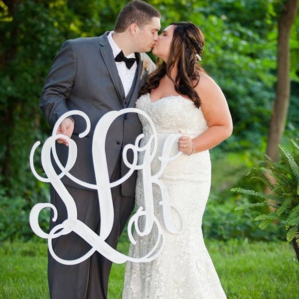 Wooden Monogram Wall Hanging - Wedding Monogram - Wooden Letters - Nursery Decor - Vine Script Wooden Monogram - Wall Hanging Initials