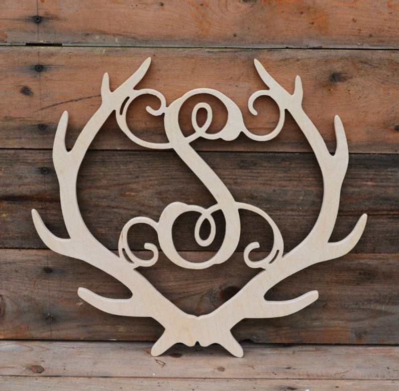 Deer Antler Antler Wall Decor Wooden Antler Monogram Etsy