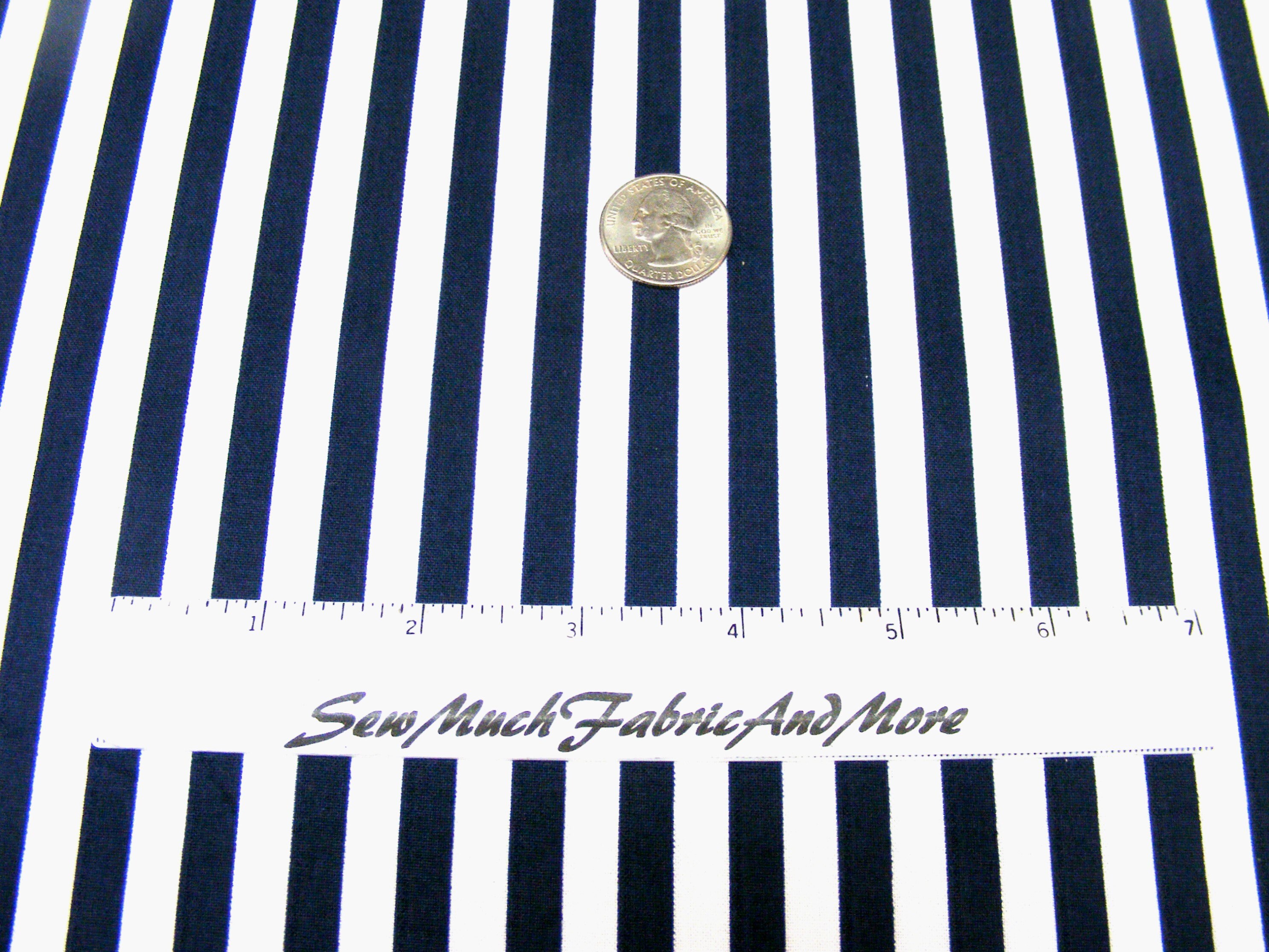 Waverly Navy Blue & White 3/8 striped fabricby the 1/2 Etsy 日本