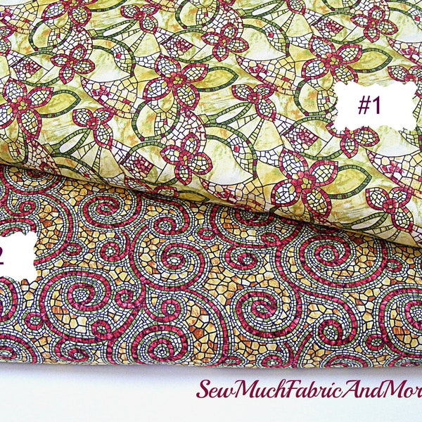 Byzantium fabric-By the 1/2 yd or yard-Mosaic-Floral-2 designs-cotton-Benartex