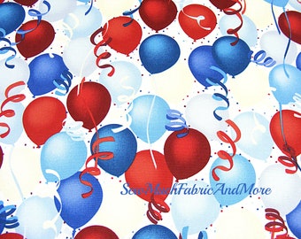 Celebrate Good Times Balloons fabric-by the 1/2 yard-Hoffman California-cotton-Patriotic-Birthday