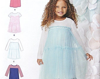Simplicity 1209- Childs Girls Knit Dress Pattern with tulle overlay- Sizes 3 thru 8-Clothing-Dresses-Children