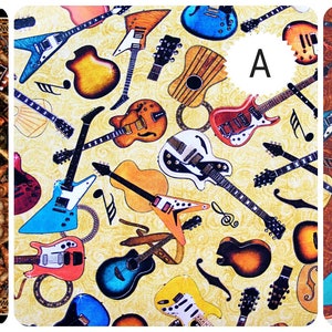 Good Vibrations Guitars fabric panel & coordinating fabric-3 selections-electric guitars-