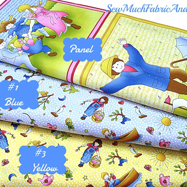 Sing A Song Children's Fabric~Panel and Coordinating Fabric~3 selections~Nursery Rhymes~Songs-P & B Textiles