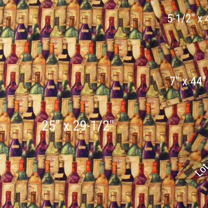 Lot-Packed Wine Bottles remnants-8 pieces-Susan Winget-CP32471-cotton-Timeless Treasures