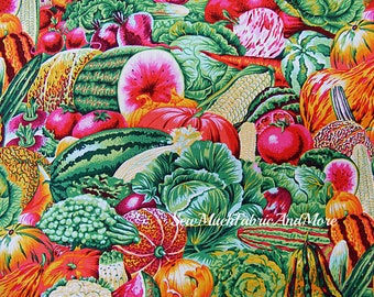 English Garden-Vegetable Garden Fabric-Collage of Vegetables-Spring-by the yd or 1/2 yd-food-Free Spirit