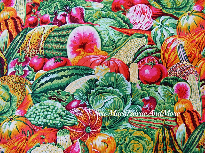 Vegetable Garden Fabriccollage of Vegetables2 Colorsharvest Etsy