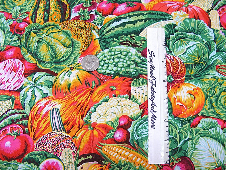 Vegetable Garden Fabriccollage of Vegetables2 Colorsharvest Etsy