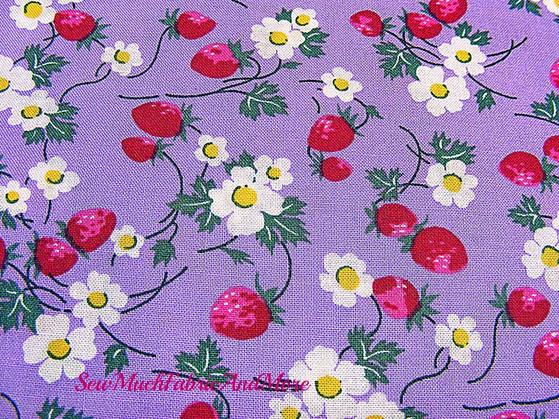 Rjr Everything But The Kitchen Sink Berries Blooms Fabric By Yard And 1 2 Yd Cotton Strawberries On Lavender