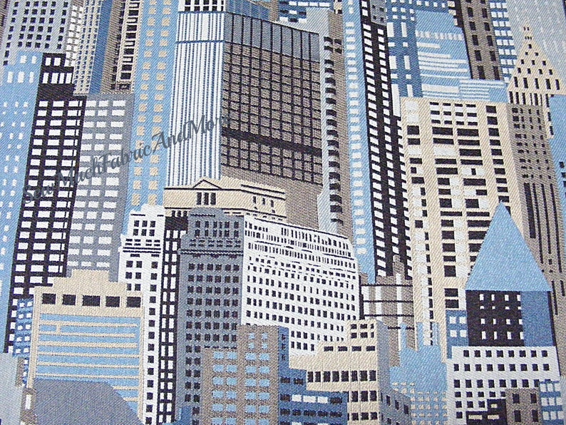 Skyscrapers~Citiscape Upholstery fabric~By the yard~ Damask~59 wide